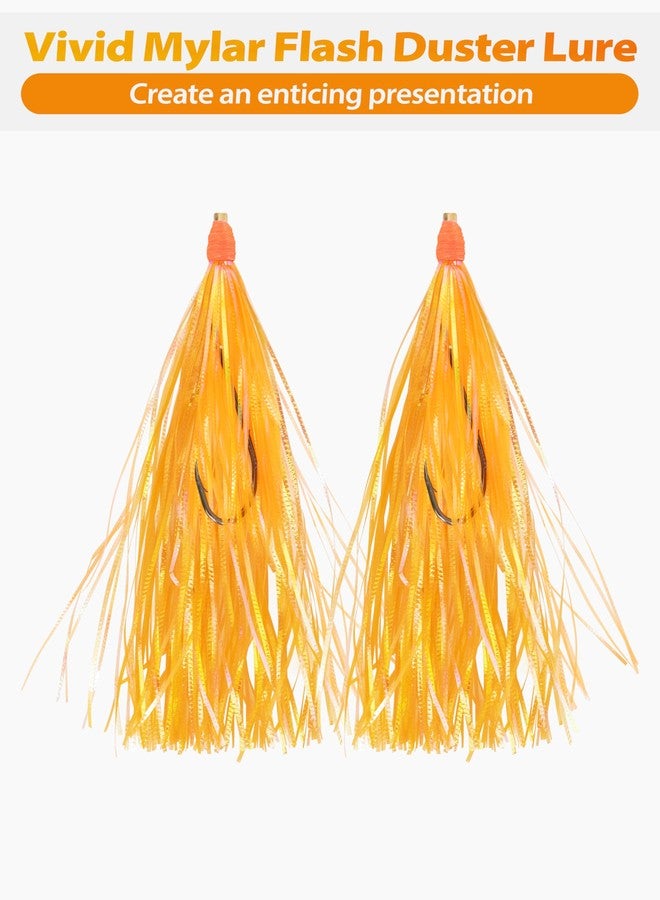BLUEWING Mylar HI-LO Rigs Bucktail Mylar Flash Teaser Snapper Bait with Stainless Steel Hook Orange - Image 3